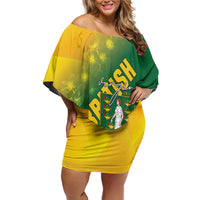 British Virgin Islands Off Shoulder Short Dress Coat Of Arms Plumeria Gradient Art