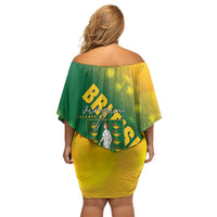 British Virgin Islands Off Shoulder Short Dress Coat Of Arms Plumeria Gradient Art