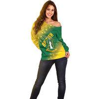 British Virgin Islands Off Shoulder Sweater Coat Of Arms Plumeria Gradient Art