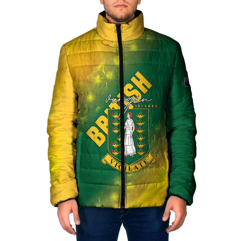 British Virgin Islands Padded Jacket Coat Of Arms Plumeria Gradient Art