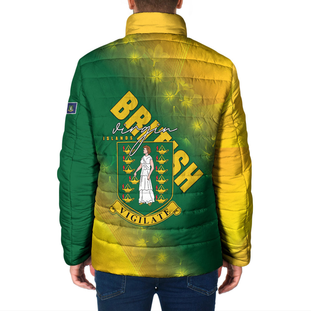 British Virgin Islands Padded Jacket Coat Of Arms Plumeria Gradient Art