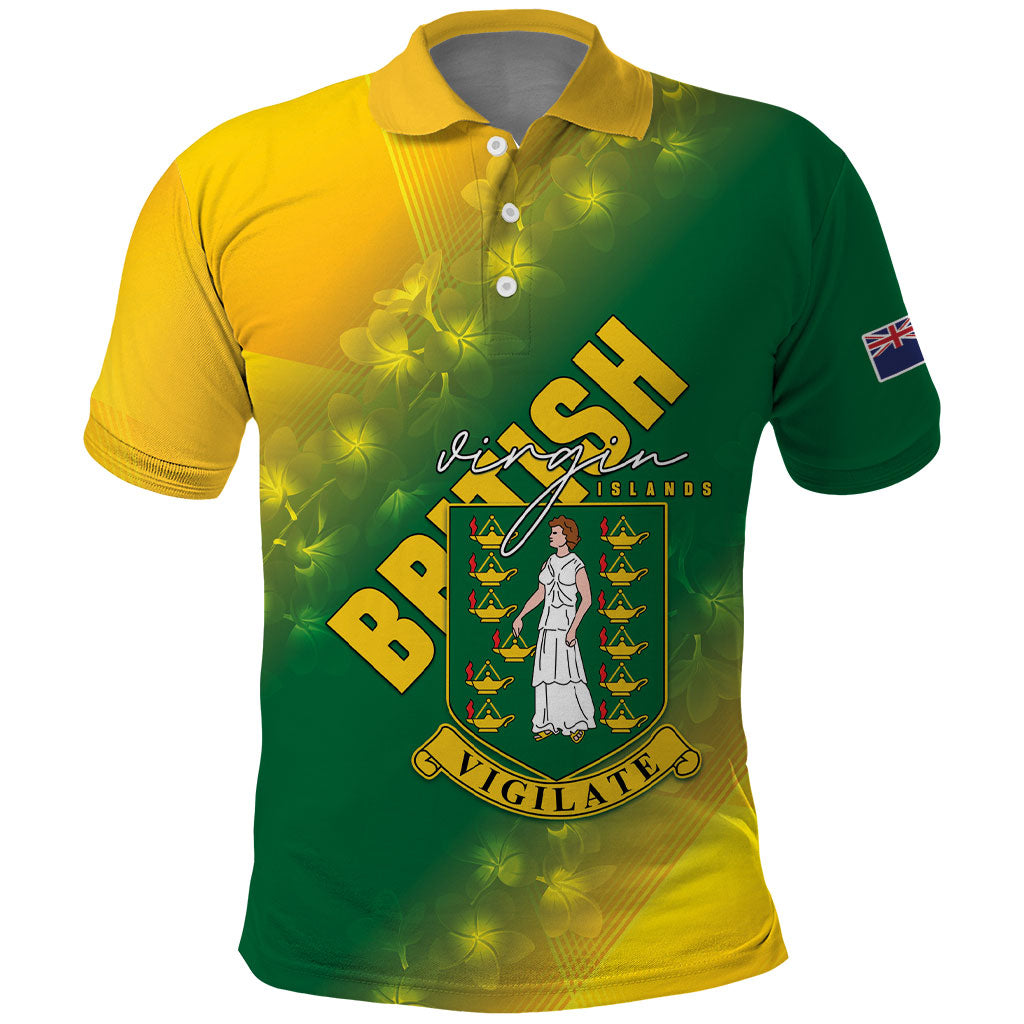 British Virgin Islands Polo Shirt Coat Of Arms Plumeria Gradient Art