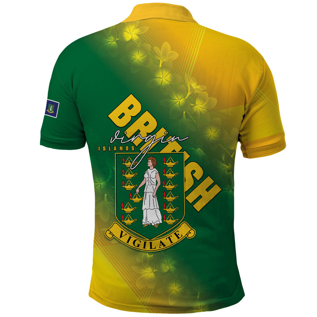 British Virgin Islands Polo Shirt Coat Of Arms Plumeria Gradient Art