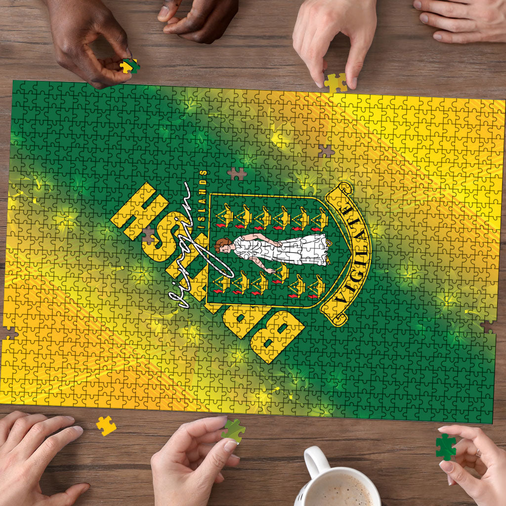 British Virgin Islands Puzzle Coat Of Arms Plumeria Gradient Art