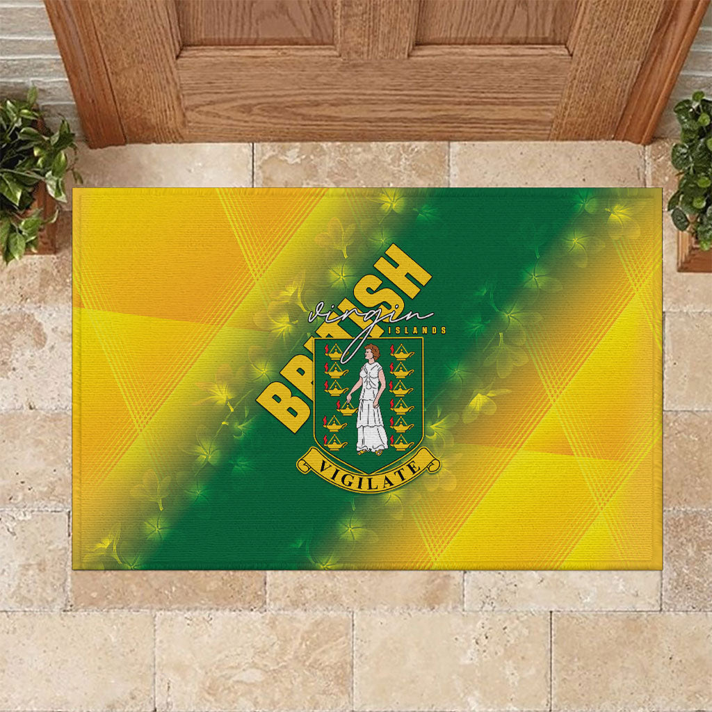 British Virgin Islands Rubber Doormat Coat Of Arms Plumeria Gradient Art
