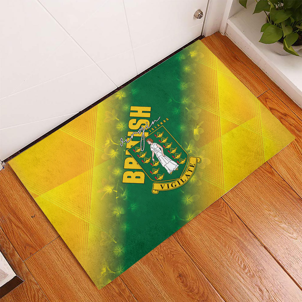 British Virgin Islands Rubber Doormat Coat Of Arms Plumeria Gradient Art