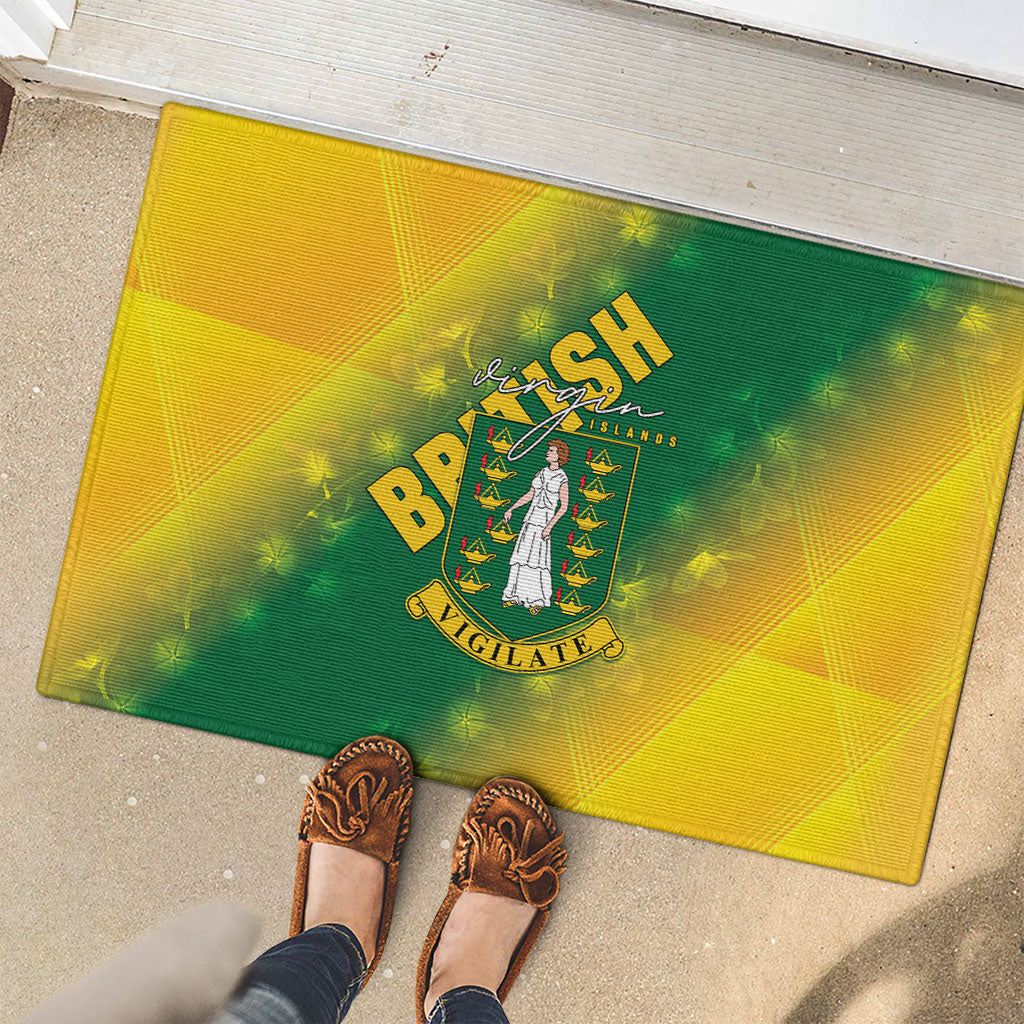 British Virgin Islands Rubber Doormat Coat Of Arms Plumeria Gradient Art