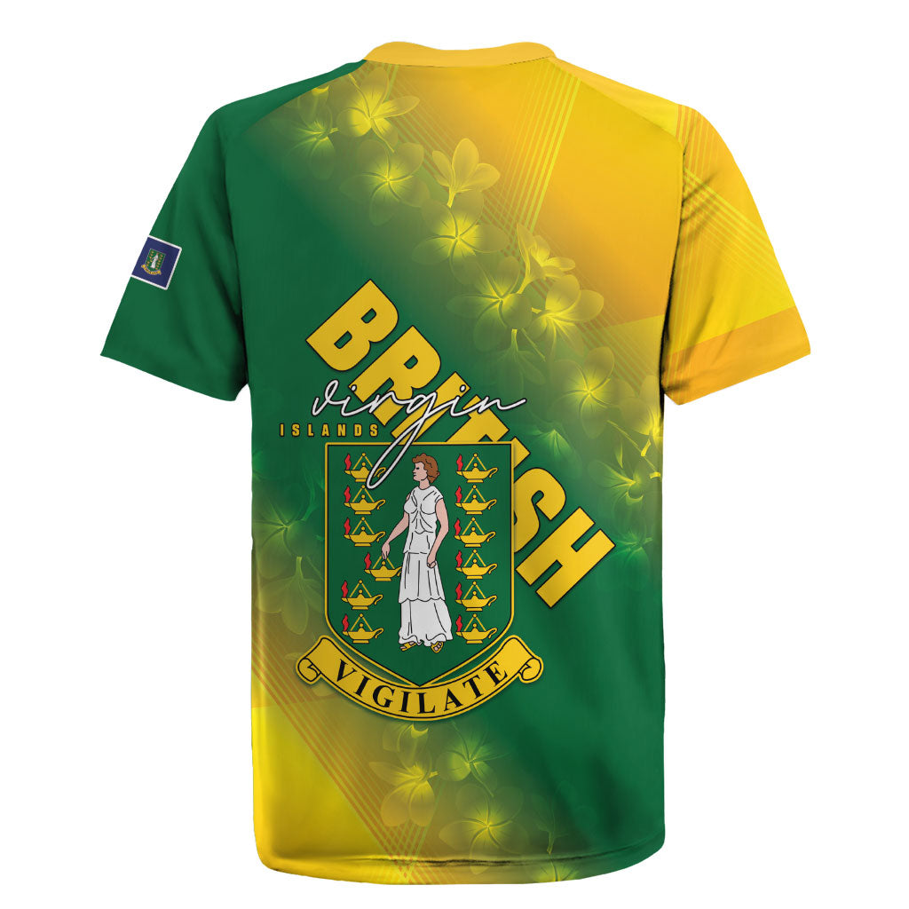 British Virgin Islands Rugby Jersey Coat Of Arms Plumeria Gradient Art