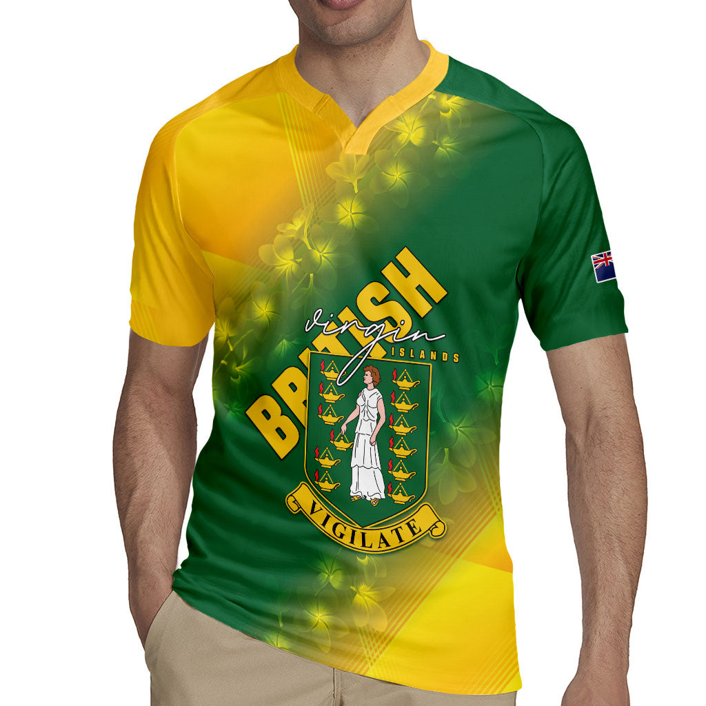 British Virgin Islands Rugby Jersey Coat Of Arms Plumeria Gradient Art