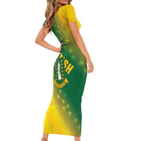 British Virgin Islands Short Sleeve Bodycon Dress Coat Of Arms Plumeria Gradient Art