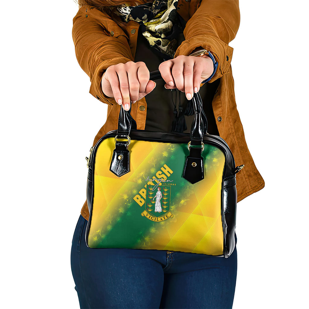 British Virgin Islands Shoulder Handbag Coat Of Arms Plumeria Gradient Art