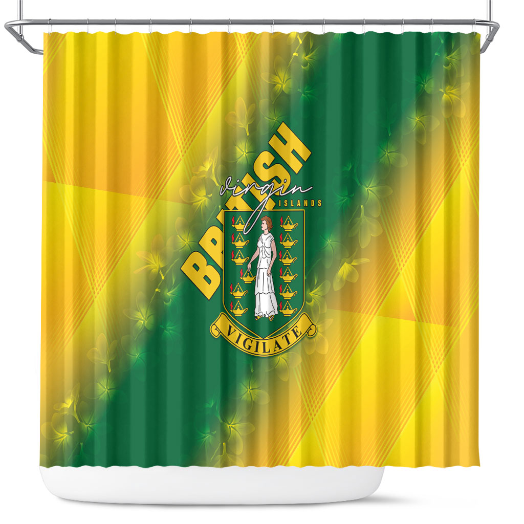 British Virgin Islands Shower Curtain Coat Of Arms Plumeria Gradient Art