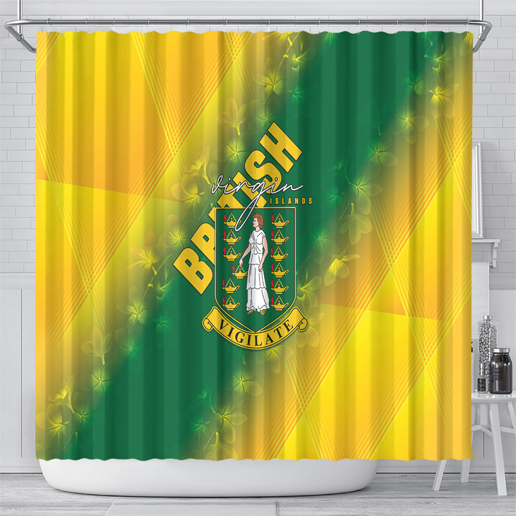 British Virgin Islands Shower Curtain Coat Of Arms Plumeria Gradient Art
