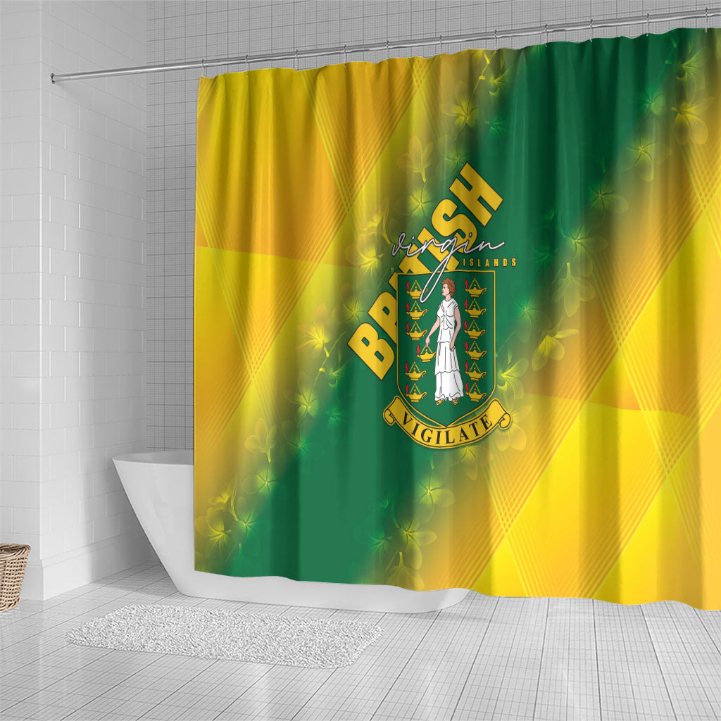 British Virgin Islands Shower Curtain Coat Of Arms Plumeria Gradient Art