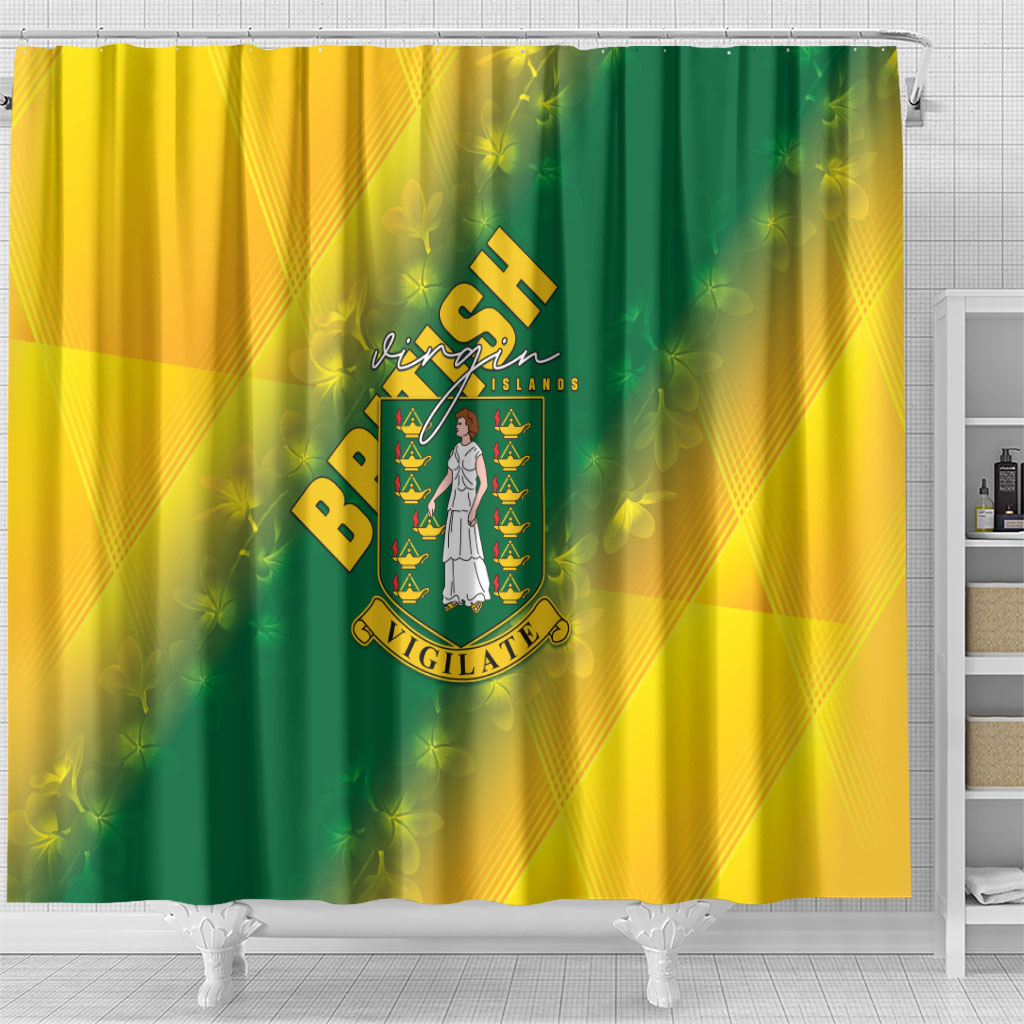 British Virgin Islands Shower Curtain Coat Of Arms Plumeria Gradient Art