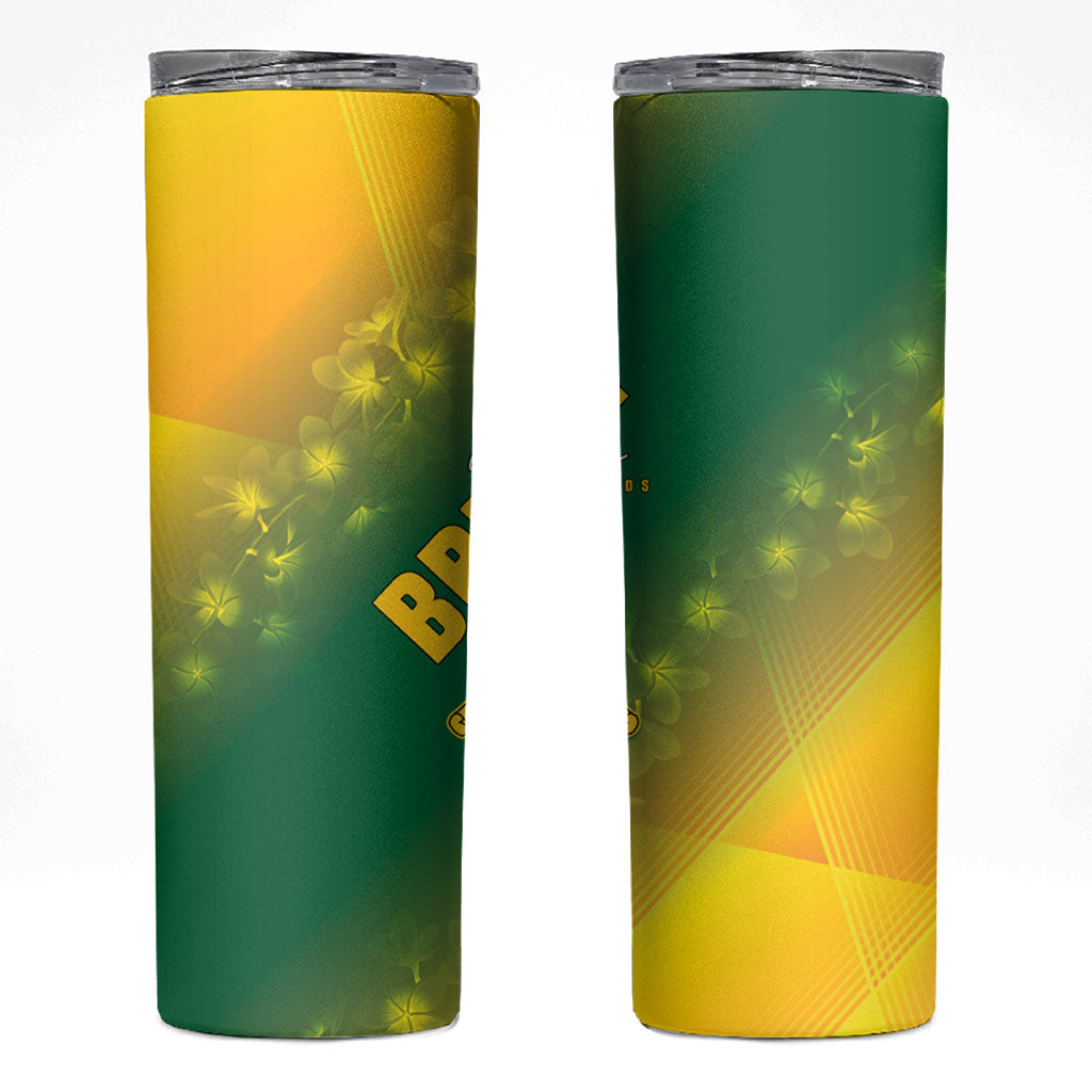 British Virgin Islands Skinny Tumbler Coat Of Arms Plumeria Gradient Art