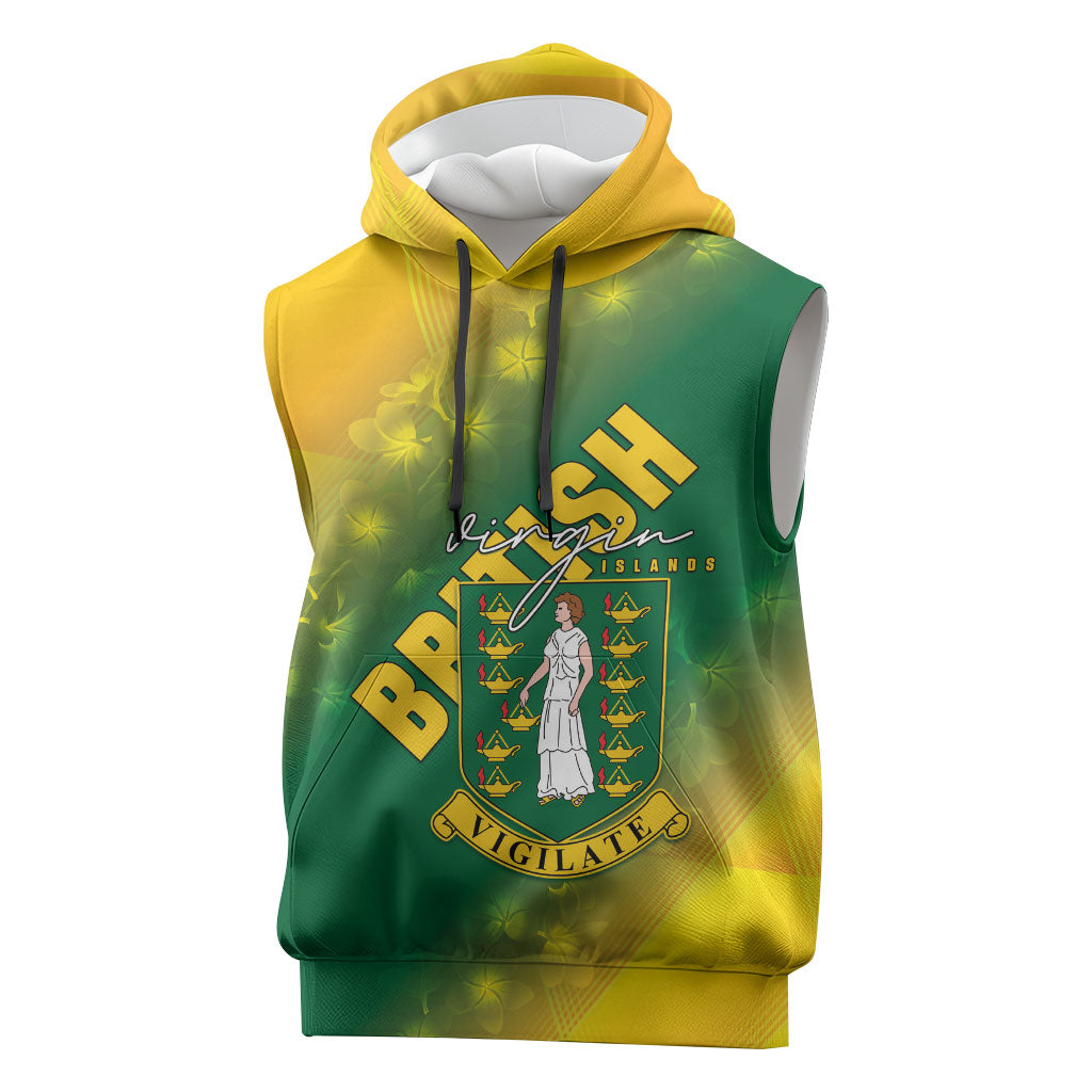 British Virgin Islands Sleeveless Hoodie Coat Of Arms Plumeria Gradient Art