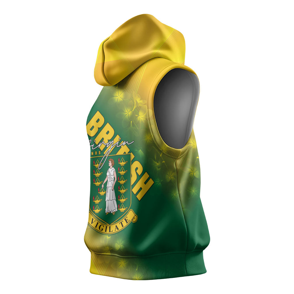 British Virgin Islands Sleeveless Hoodie Coat Of Arms Plumeria Gradient Art
