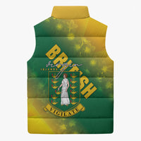 British Virgin Islands Sleeveless Puffer Jacket Coat Of Arms Plumeria Gradient Art