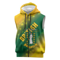 British Virgin Islands Sleeveless Zip Hoodie Coat Of Arms Plumeria Gradient Art