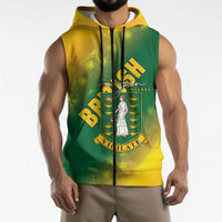 British Virgin Islands Sleeveless Zip Hoodie Coat Of Arms Plumeria Gradient Art