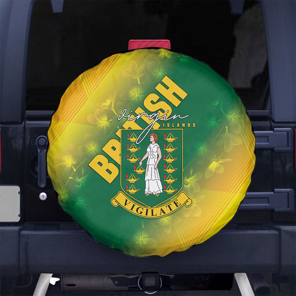 British Virgin Islands Spare Tire Cover Coat Of Arms Plumeria Gradient Art