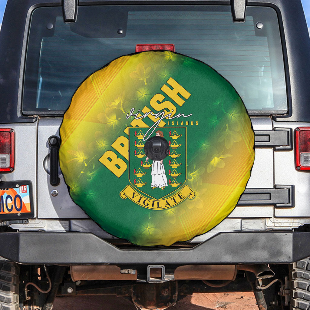 British Virgin Islands Spare Tire Cover Coat Of Arms Plumeria Gradient Art