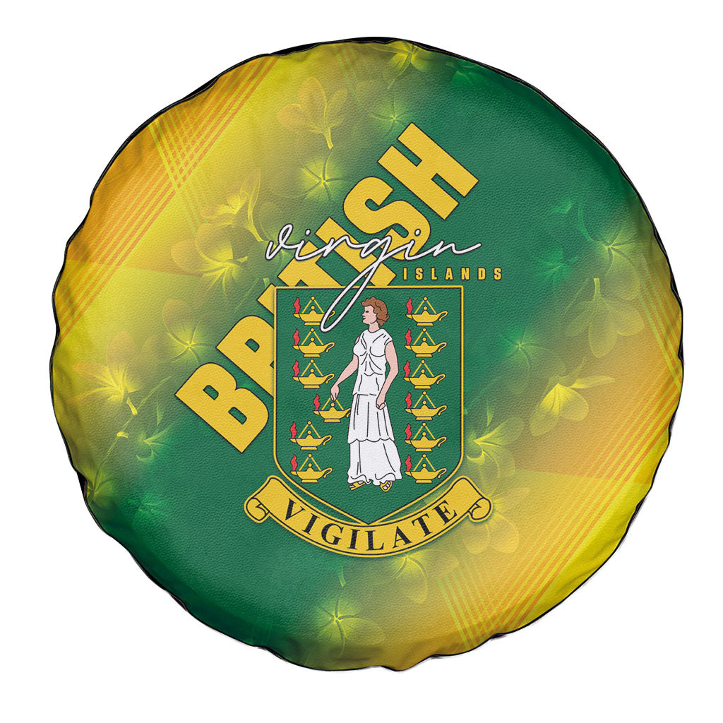 British Virgin Islands Spare Tire Cover Coat Of Arms Plumeria Gradient Art