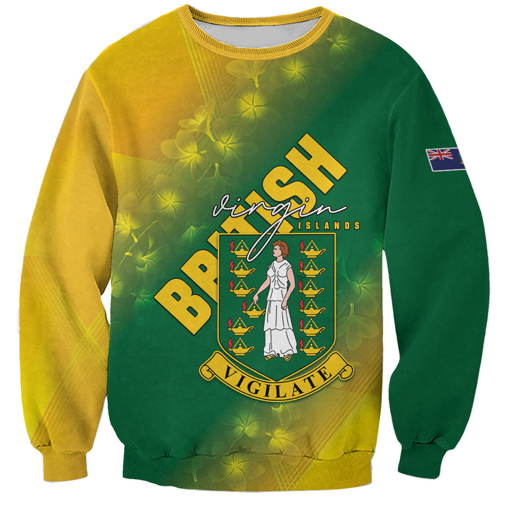 British Virgin Islands Sweatshirt Coat Of Arms Plumeria Gradient Art