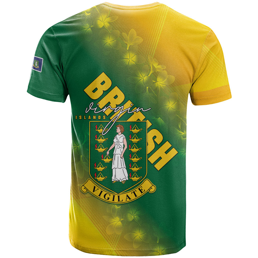 British Virgin Islands T Shirt Coat Of Arms Plumeria Gradient Art