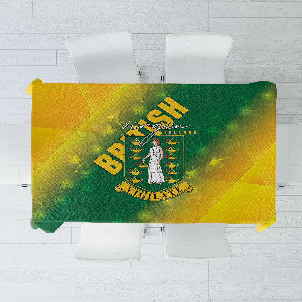 British Virgin Islands Tablecloth Coat Of Arms Plumeria Gradient Art