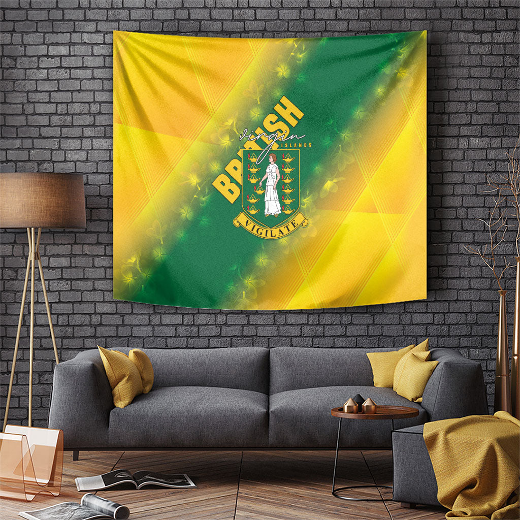 British Virgin Islands Tapestry Coat Of Arms Plumeria Gradient Art