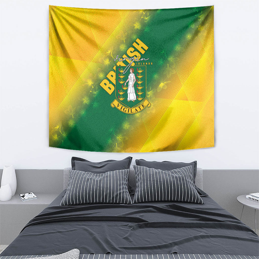 British Virgin Islands Tapestry Coat Of Arms Plumeria Gradient Art