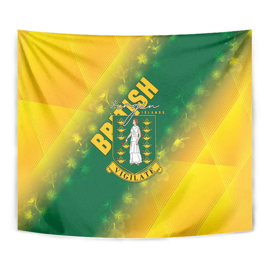 British Virgin Islands Tapestry Coat Of Arms Plumeria Gradient Art