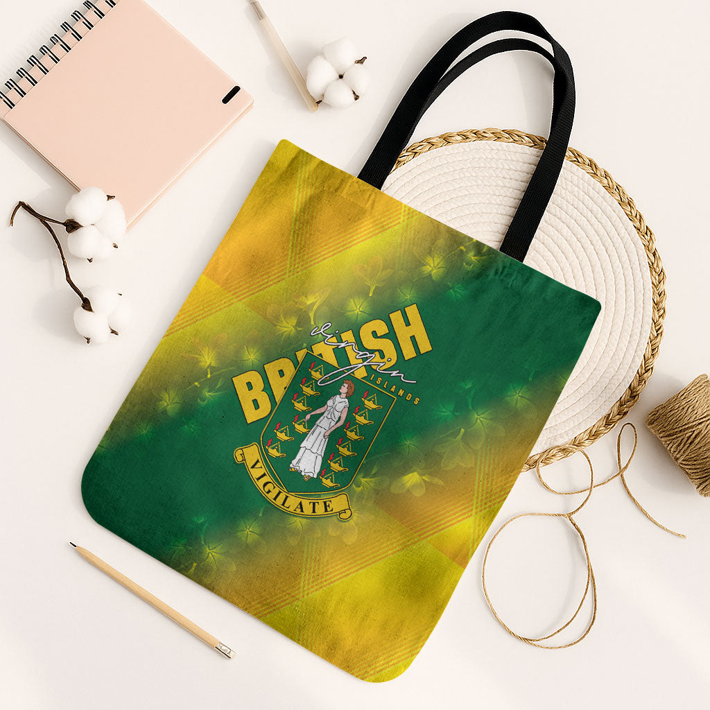 British Virgin Islands Tote Bag Coat Of Arms Plumeria Gradient Art