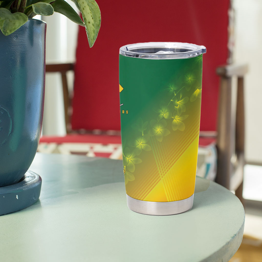 British Virgin Islands Tumbler Cup Coat Of Arms Plumeria Gradient Art