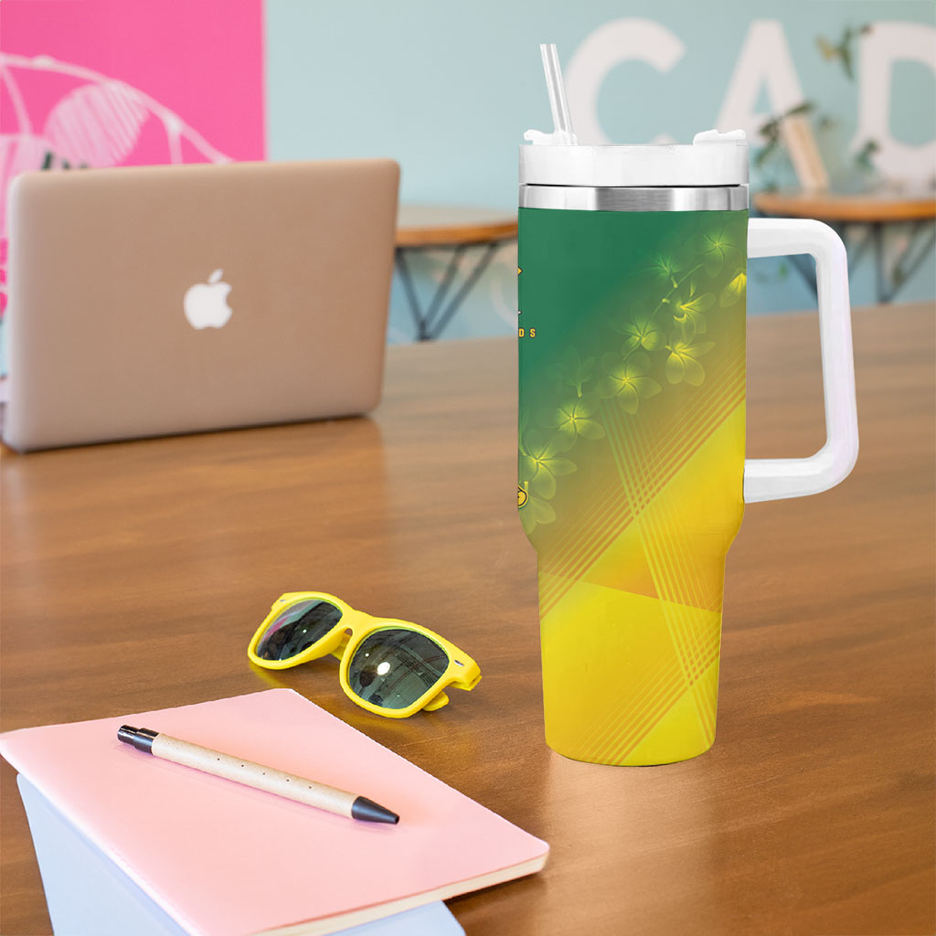 British Virgin Islands Tumbler With Handle Coat Of Arms Plumeria Gradient Art