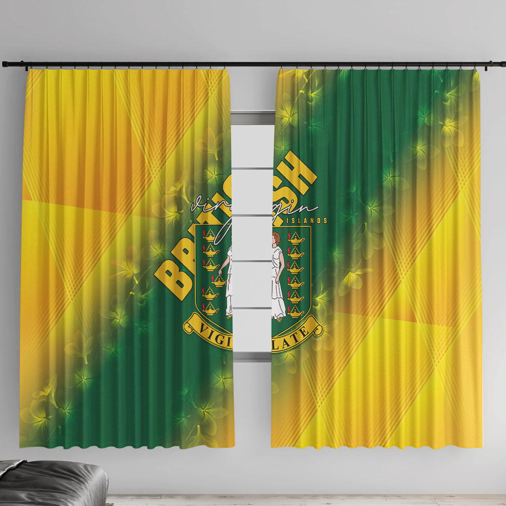 British Virgin Islands Window Curtain Coat Of Arms Plumeria Gradient Art