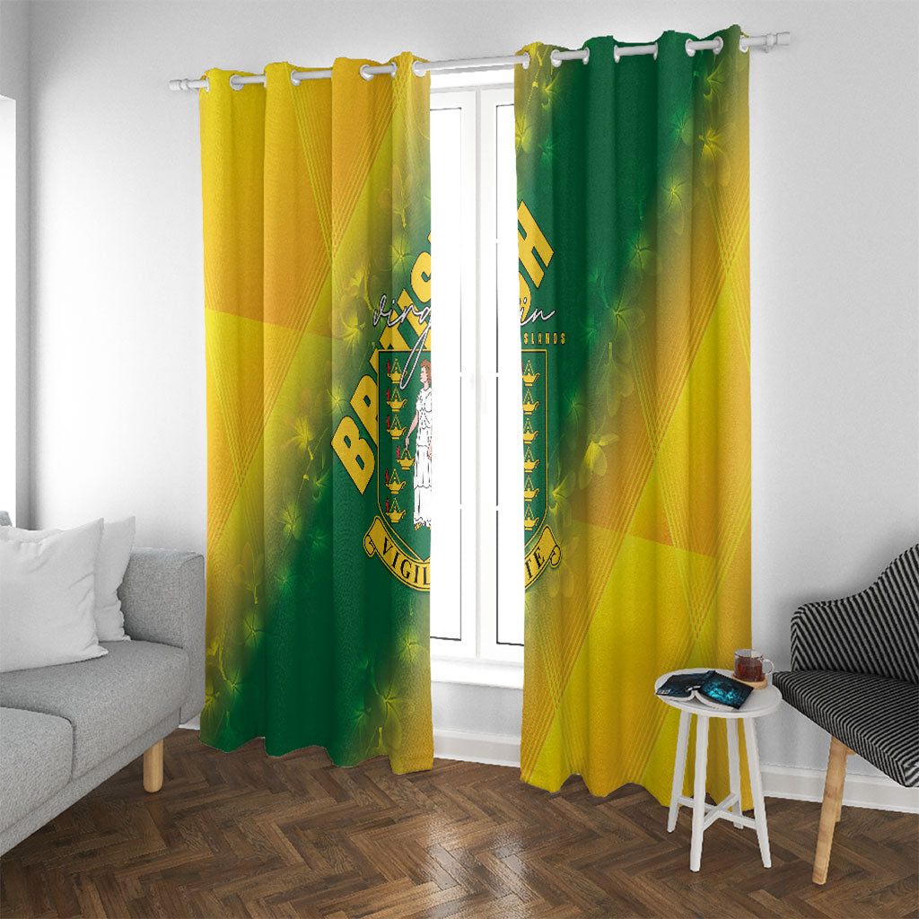 British Virgin Islands Window Curtain Coat Of Arms Plumeria Gradient Art