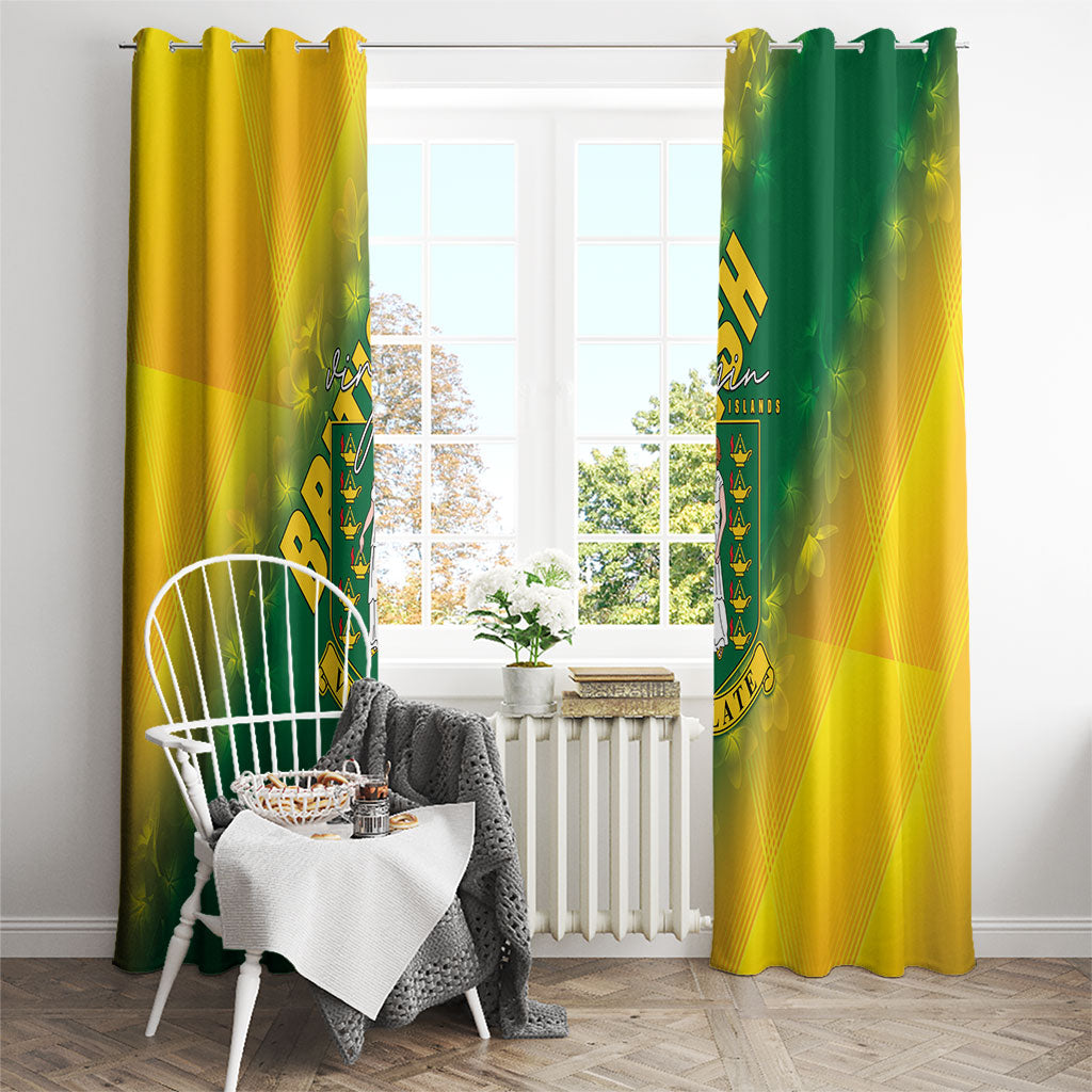 British Virgin Islands Window Curtain Coat Of Arms Plumeria Gradient Art