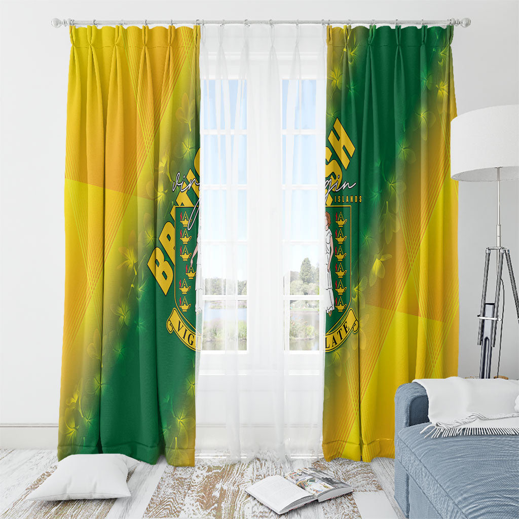 British Virgin Islands Window Curtain Coat Of Arms Plumeria Gradient Art