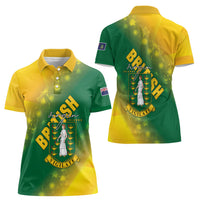 British Virgin Islands Women Polo Shirt Coat Of Arms Plumeria Gradient Art