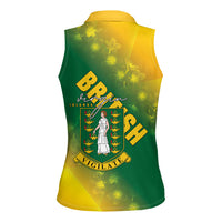 British Virgin Islands Women Sleeveless Polo Shirt Coat Of Arms Plumeria Gradient Art
