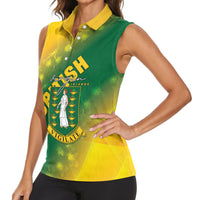 British Virgin Islands Women Sleeveless Polo Shirt Coat Of Arms Plumeria Gradient Art