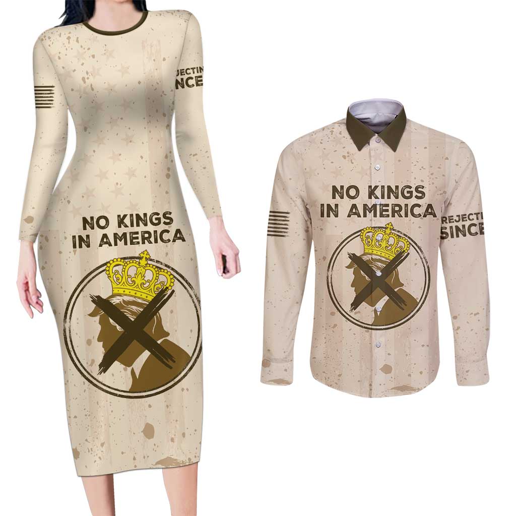 No Kings In America Couples Matching Long Sleeve Bodycon Dress and Long Sleeve Button Shirt We The People - Wonder Print Shop