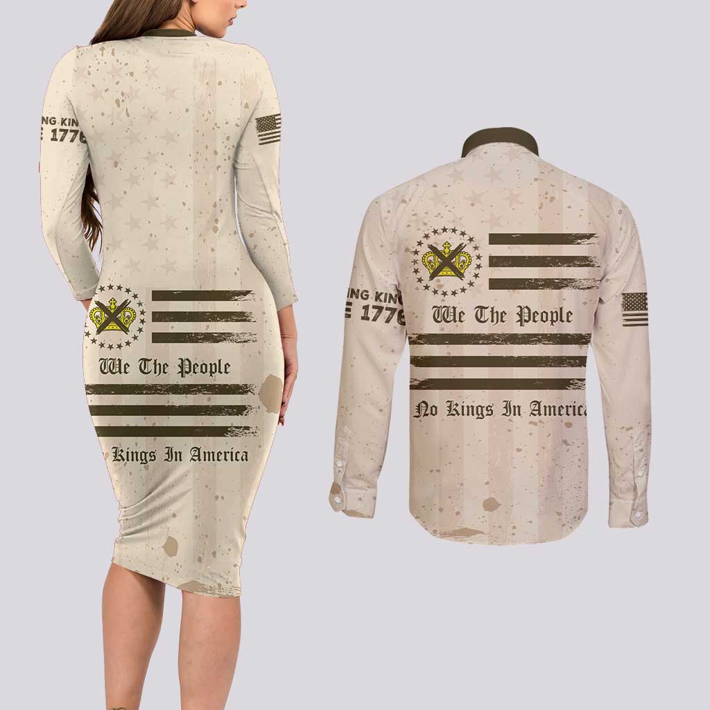 No Kings In America Couples Matching Long Sleeve Bodycon Dress and Long Sleeve Button Shirt We The People - Wonder Print Shop