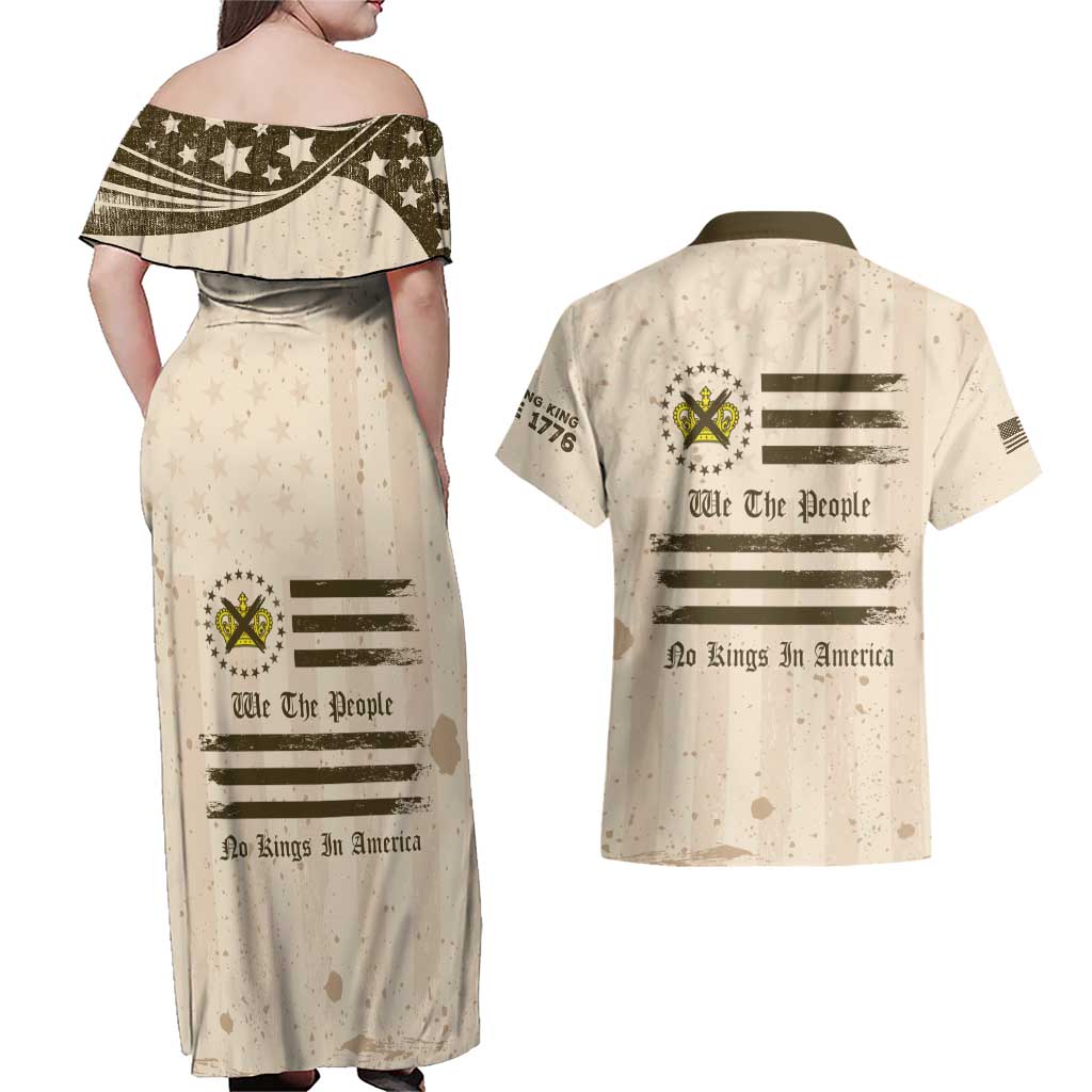 No Kings In America Couples Matching Off Shoulder Maxi Dress and Hawaiian Shirt We The People - Wonder Print Shop