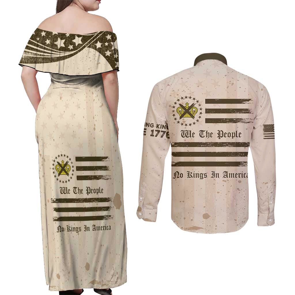 No Kings In America Couples Matching Off Shoulder Maxi Dress and Long Sleeve Button Shirt We The People - Wonder Print Shop