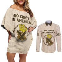 No Kings In America Couples Matching Off Shoulder Short Dress and Long Sleeve Button Shirt We The People - Wonder Print Shop