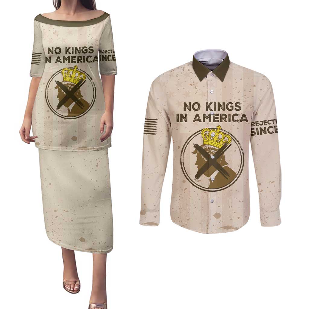 No Kings In America Couples Matching Puletasi and Long Sleeve Button Shirt We The People - Wonder Print Shop